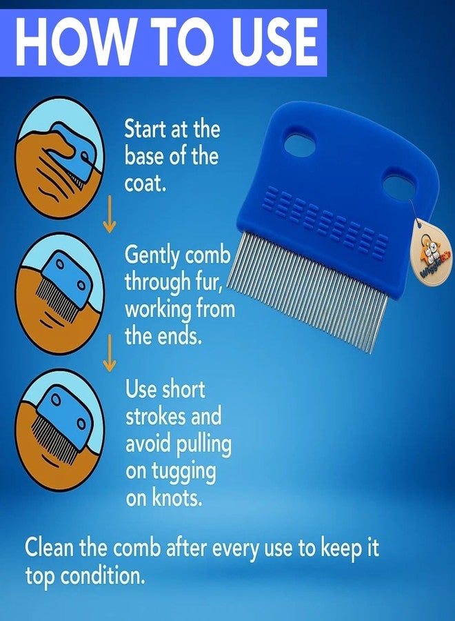 WiggleBoo 6cm Tick, Flea Comb for Dogs & Cats - Compact Bathing Grooming Comb - Stainless Steel Pins - Easy Grip Handle - Ideal for Puppies, Kittens & Small Breeds (Random Color) (Type 3) - Image 5
